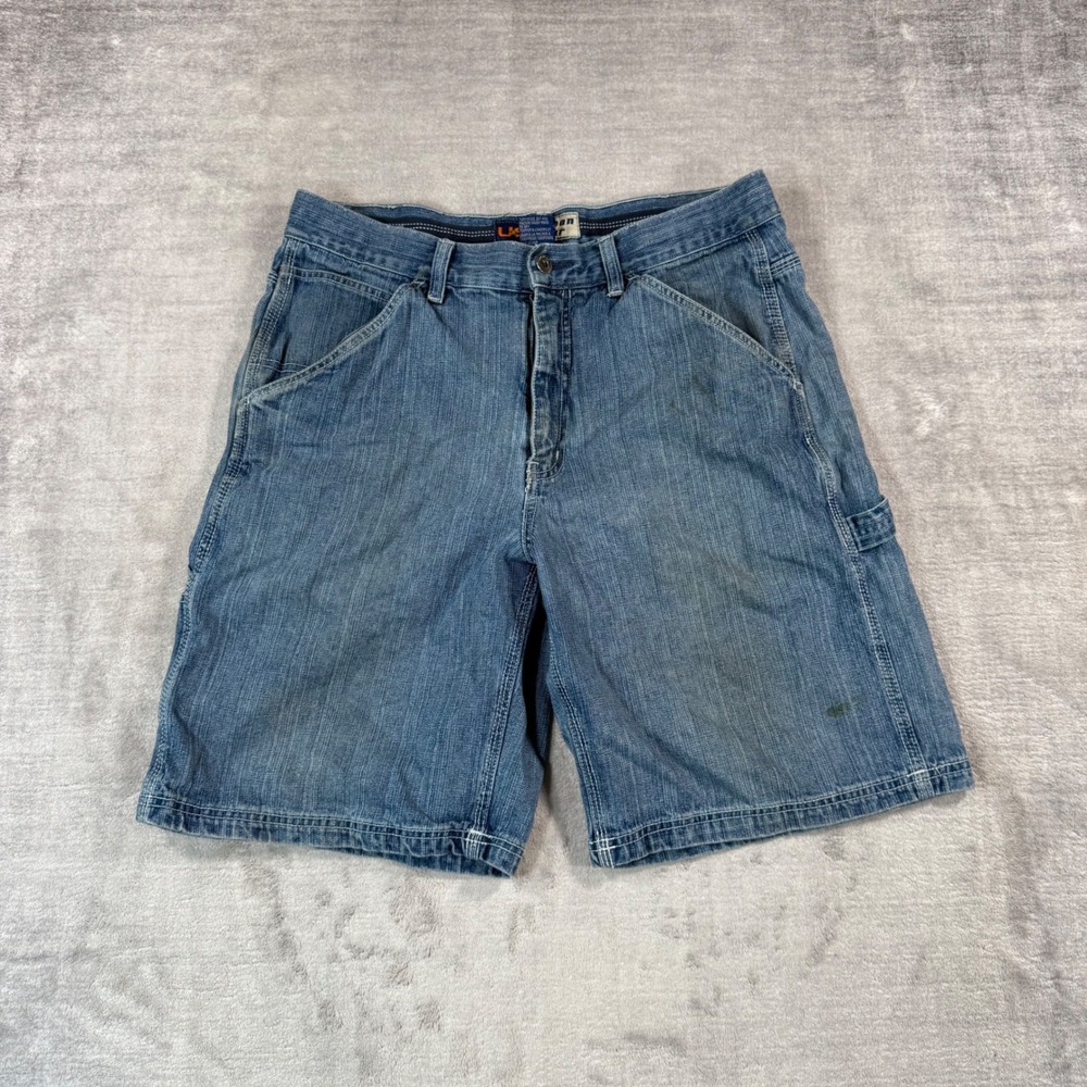 Urban Star Shorts Mens 34 Blue Carpenter Denim Utility Workwear Relaxed Fit Y2K